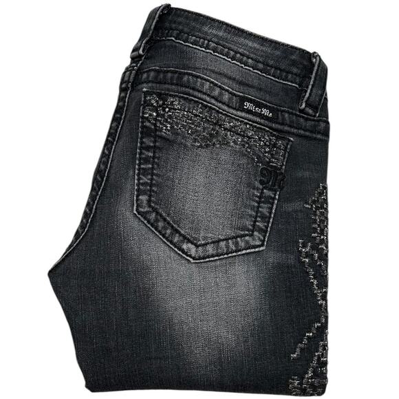 Miss Me Silver Tribal Thigh Grey Signature Skinny Jeans - Picture 1 of 5